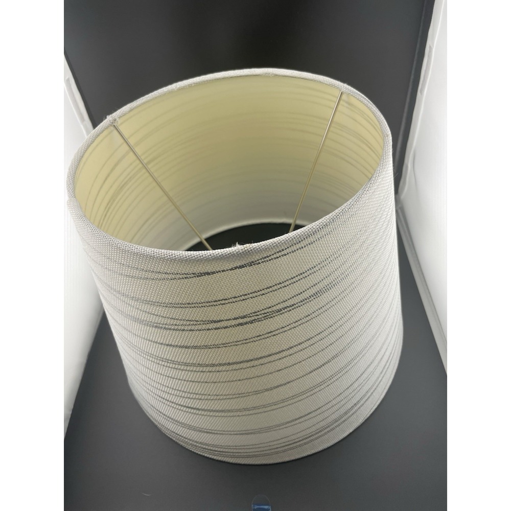 Fabric Lampshade‎ White Off White Silver Metallic Stripe Empire Tapered 9" X 12" - Picture 3 of 11